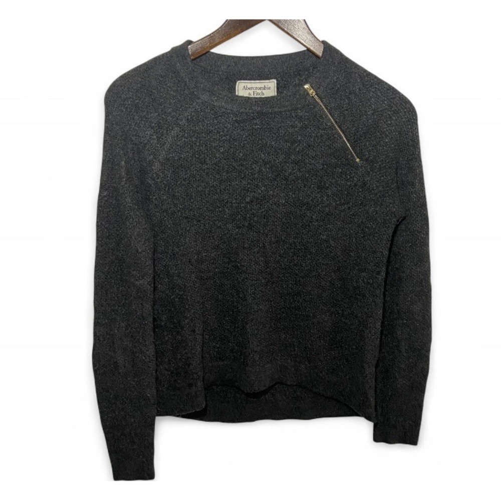 Gray Abercrombie & Fitch Shoulder Zipper Chic Knit Sweater Womens Size XS
